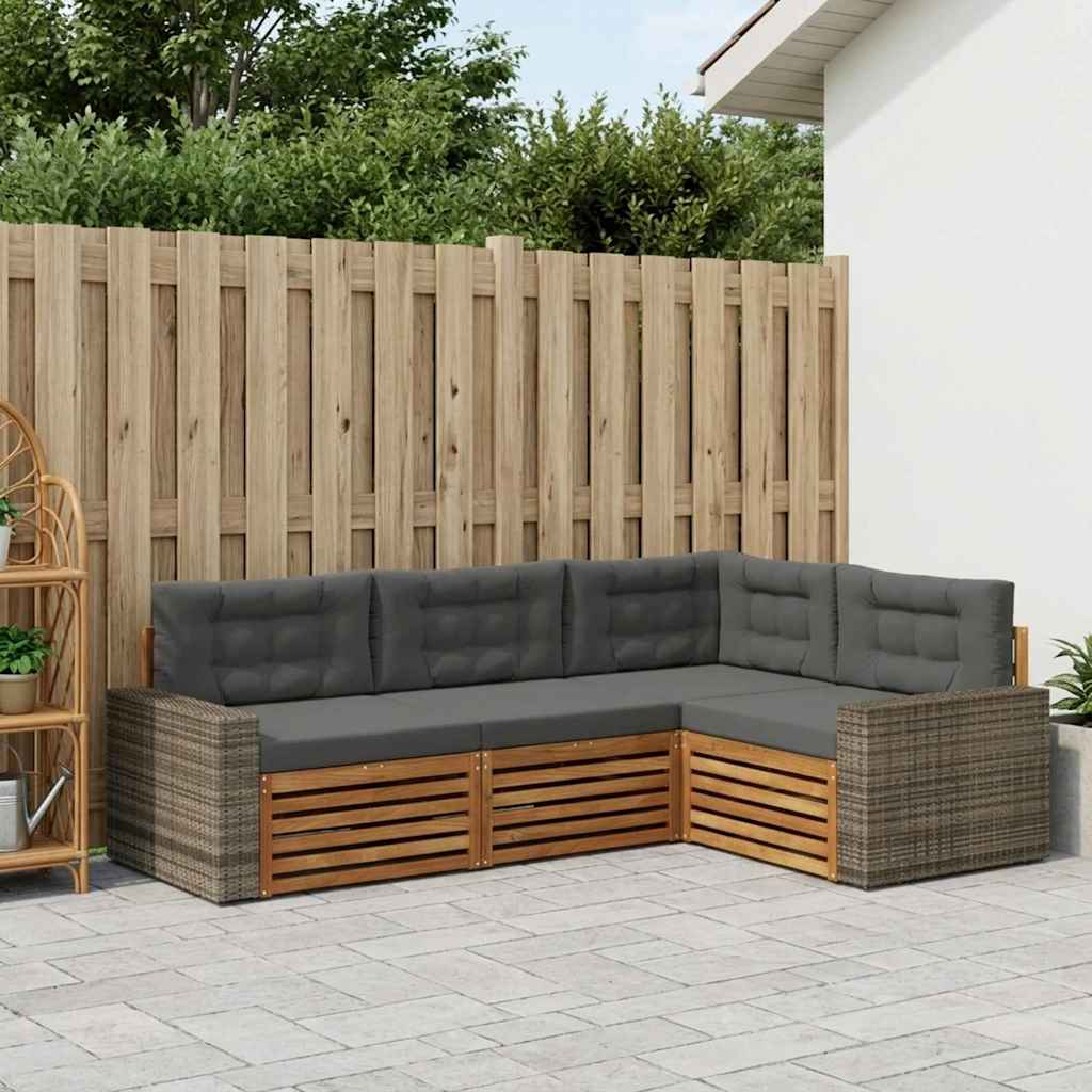 Ensemble de canapés d'extérieur 4 pcs Naturel et Anthracite - XIOS