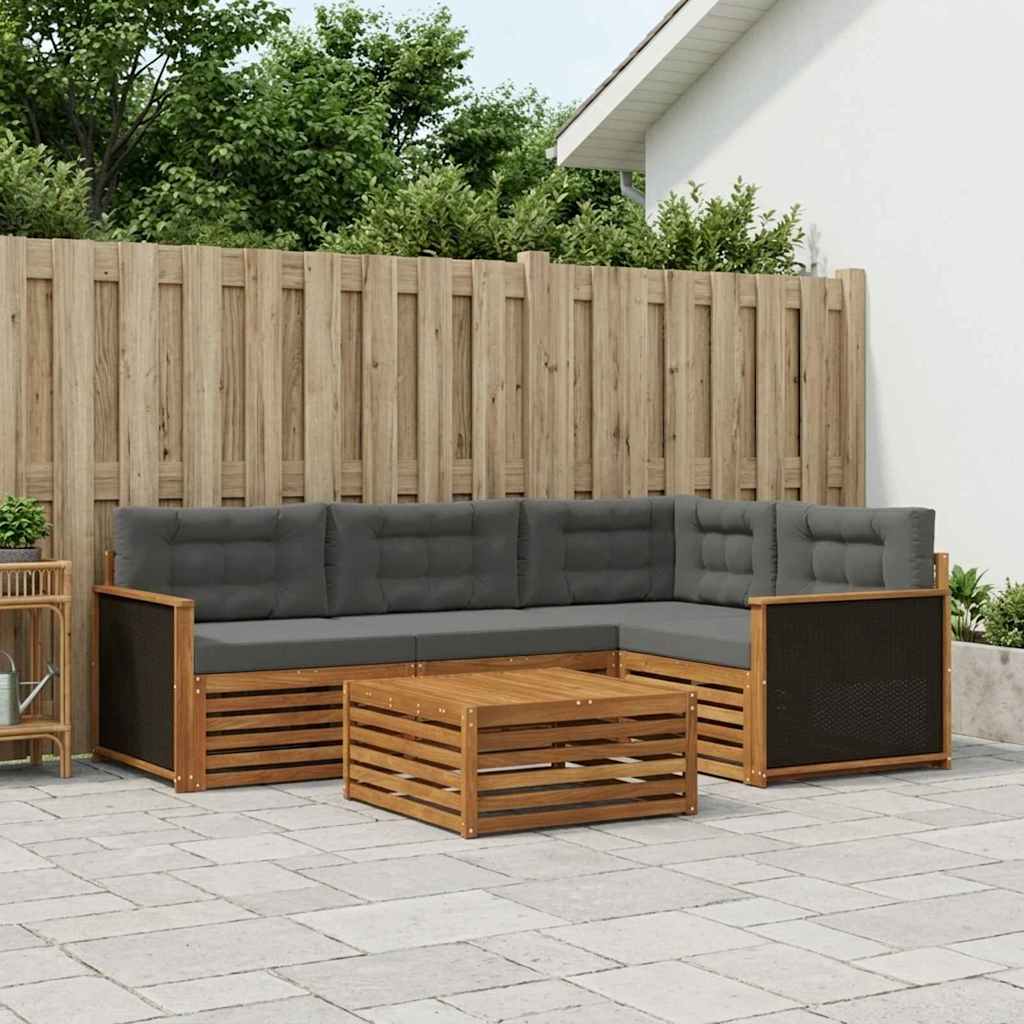 Ensemble de canapés d'extérieur 5 pcs Naturel et Anthracite - XIOS