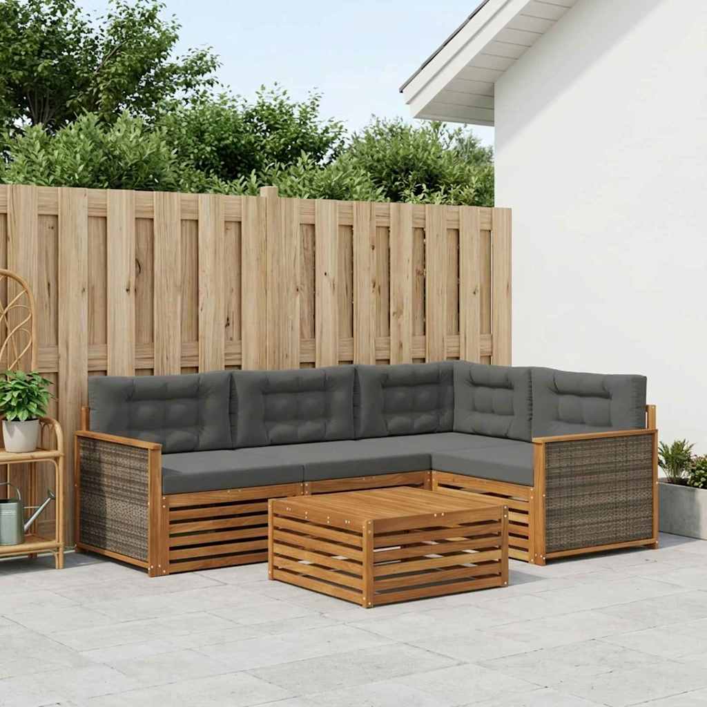 Ensemble de canapés d'extérieur 5 pcs Naturel et Anthracite - XIOS
