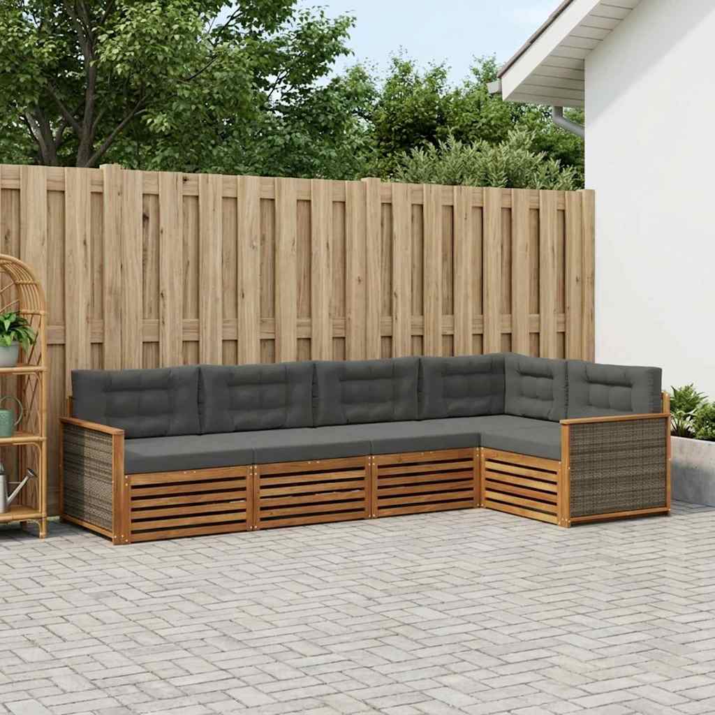 Ensemble de canapés d'extérieur 5 pcs Naturel et Anthracite - XIOS