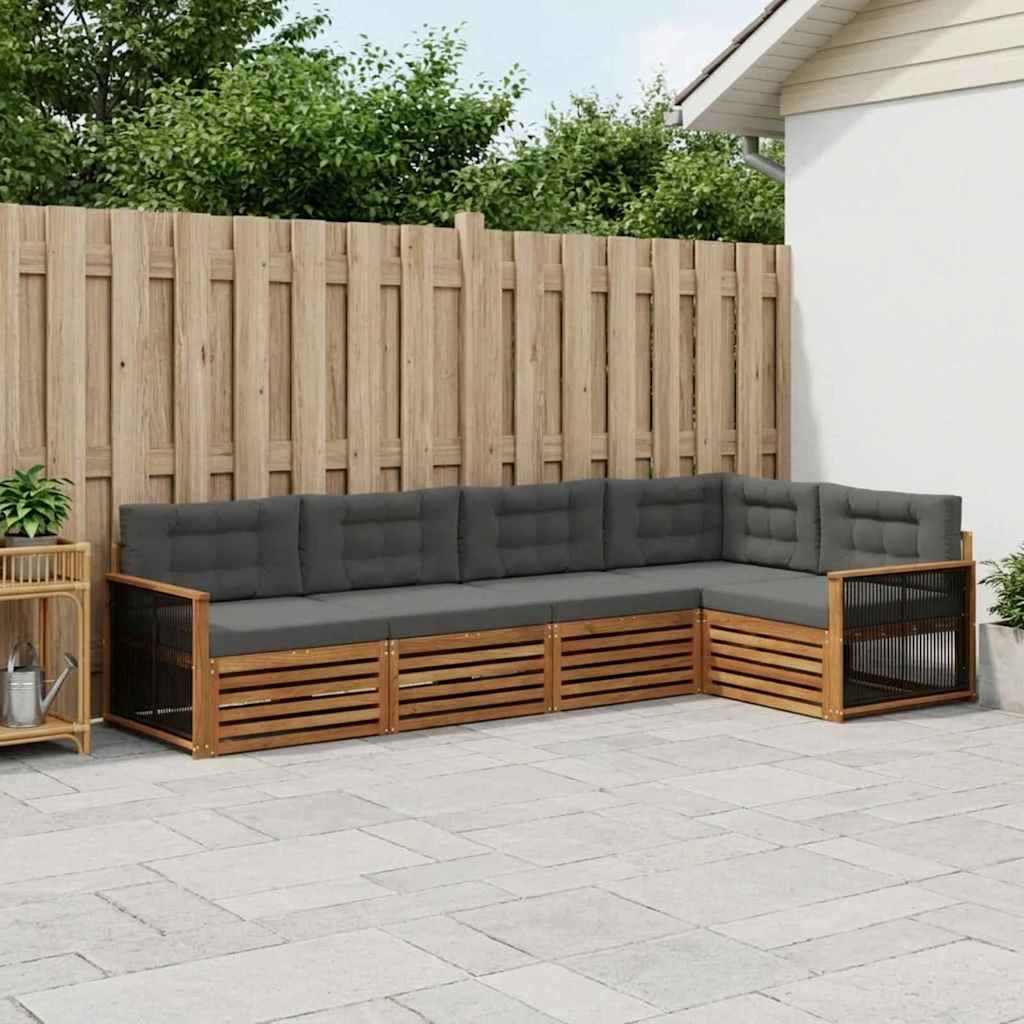 Ensemble de canapés d'extérieur 5 pcs Naturel et Anthracite - XIOS