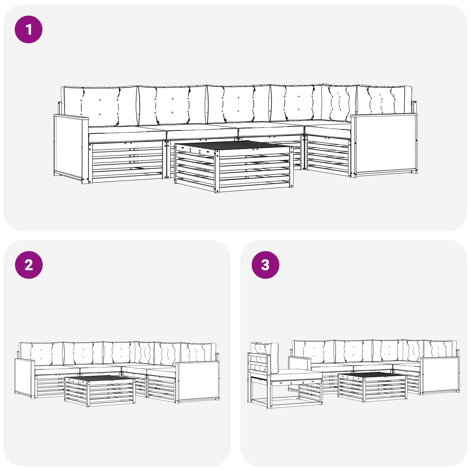 Ensemble de canapés d'extérieur 6 pcs Naturel et Anthracite - XIOS