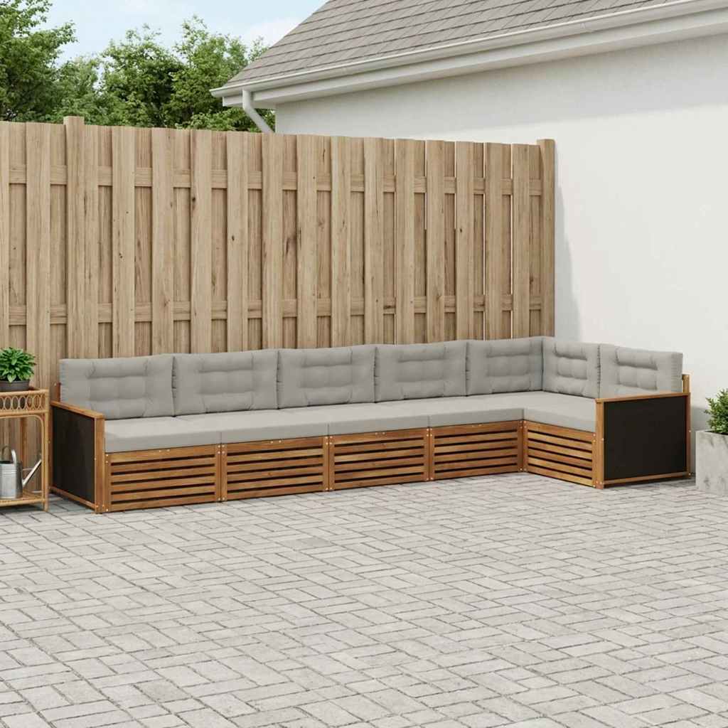 Ensemble de canapés d'extérieur 6 pcs Naturel et gris clair - XIOS