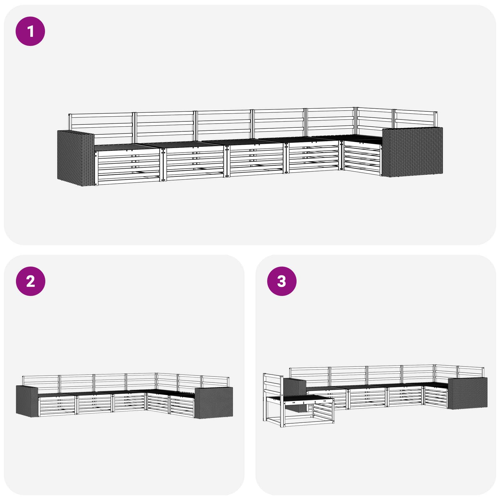 Ensemble de canapés d'extérieur 6 pcs Naturel - XIOS