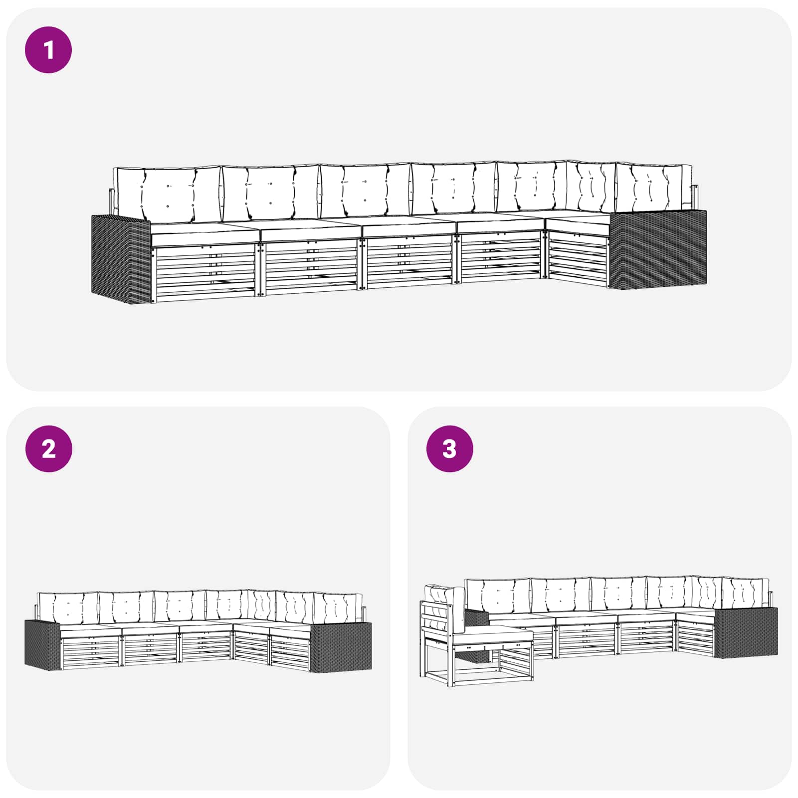 Ensemble de canapés d'extérieur 6 pcs Naturel et Anthracite - XIOS