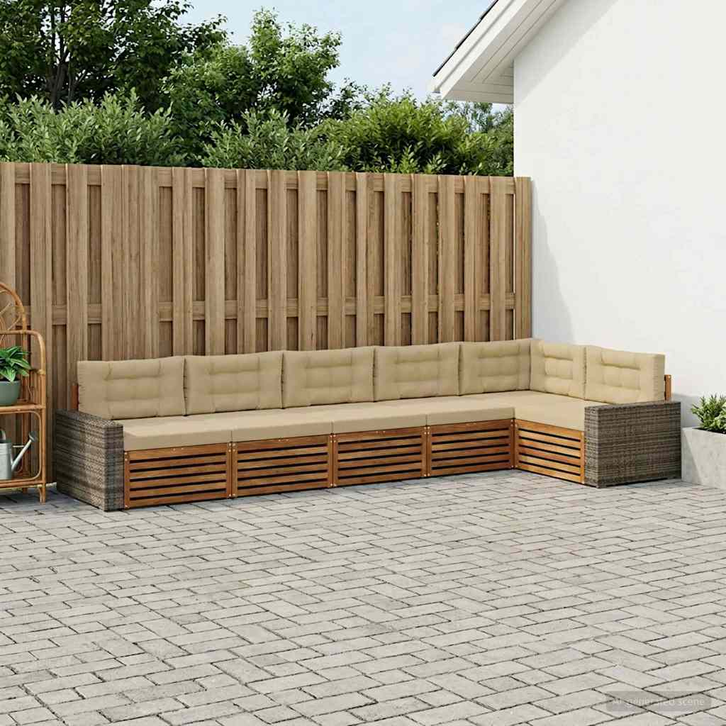 Ensemble de canapés d'extérieur 6 pcs Naturel et Beige - XIOS