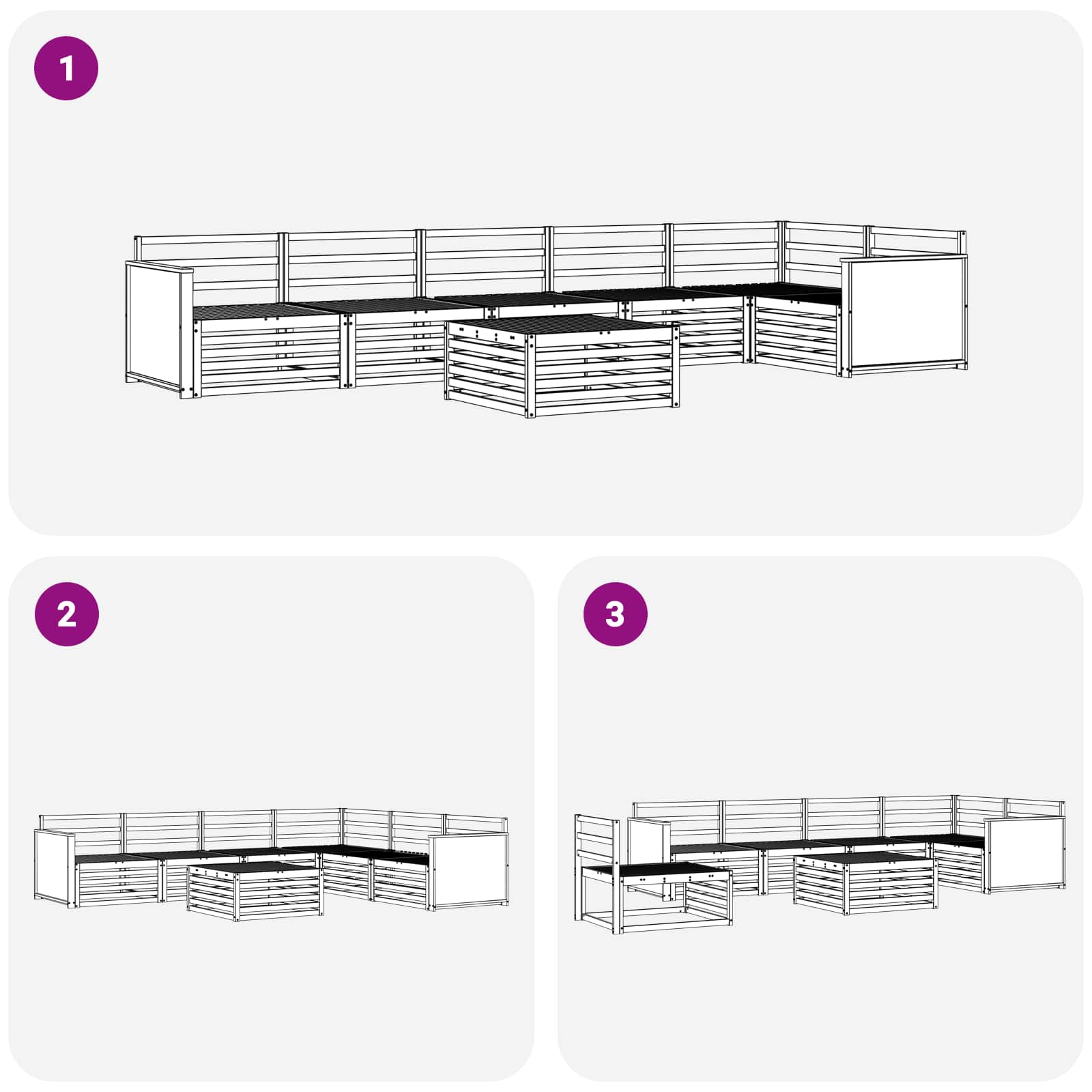 Ensemble de canapés d'extérieur 7 pcs Naturel - XIOS