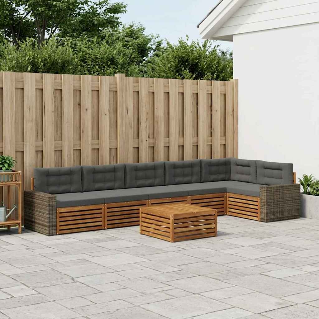 Ensemble de canapés d'extérieur 7 pcs Naturel et Anthracite - XIOS