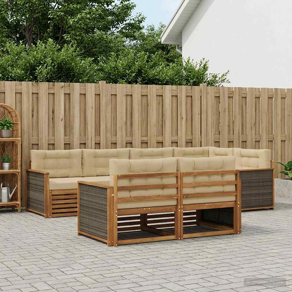 Ensemble de canapés d'extérieur 7 pcs Naturel et Beige - XIOS