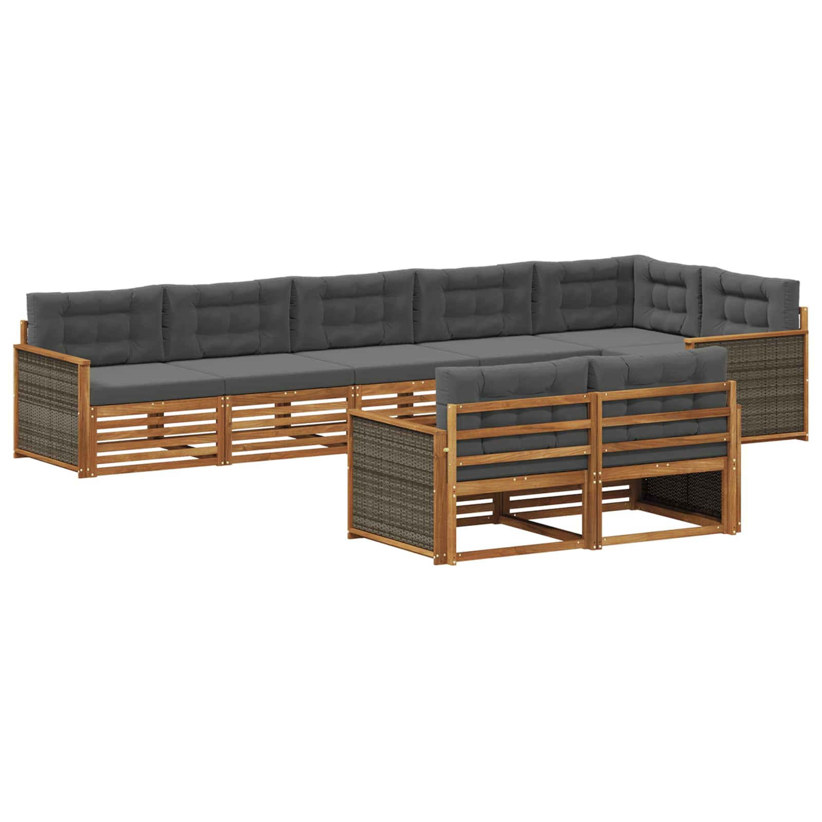 Ensemble de canapés d'extérieur 8 pcs Naturel et Anthracite - XIOS