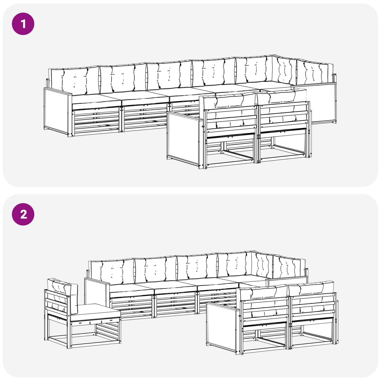 Ensemble de canapés d'extérieur 8 pcs Naturel et Anthracite - XIOS