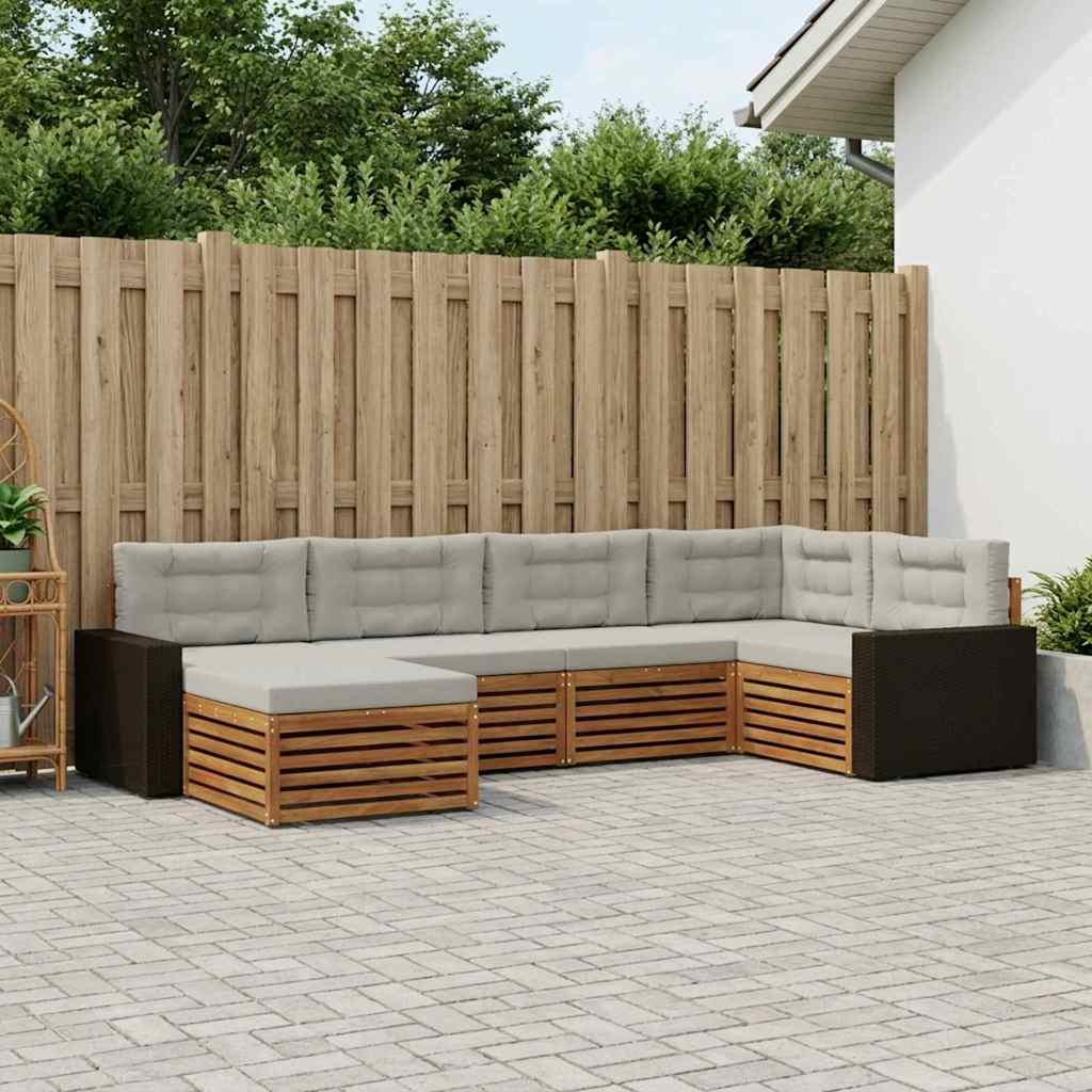 Ensemble de canapés d'extérieur 6 pcs Naturel et gris clair - XIOS