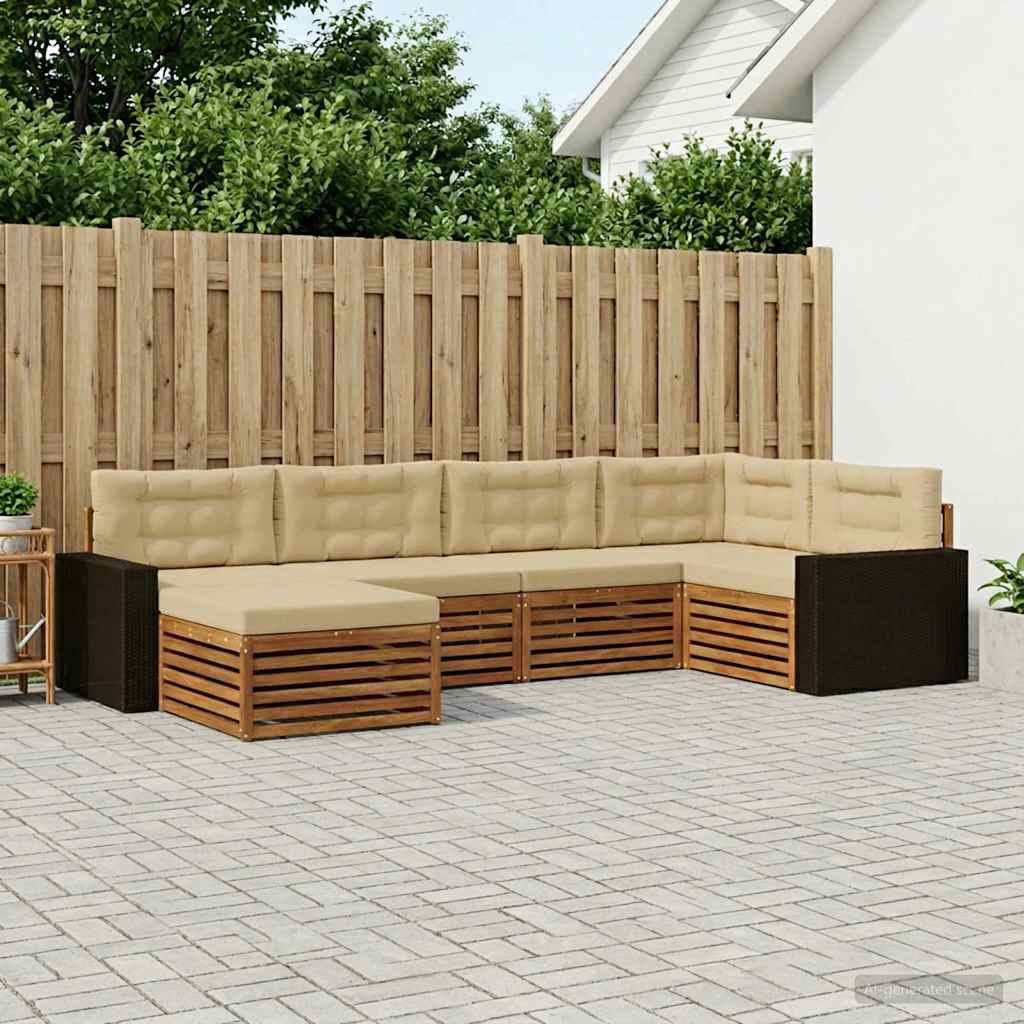Ensemble de canapés d'extérieur 6 pcs Naturel et Beige - XIOS