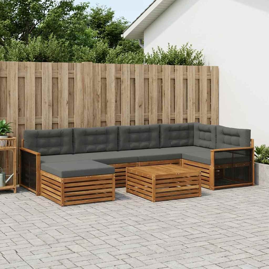 Ensemble de canapés d'extérieur 7 pcs Naturel et Anthracite - XIOS