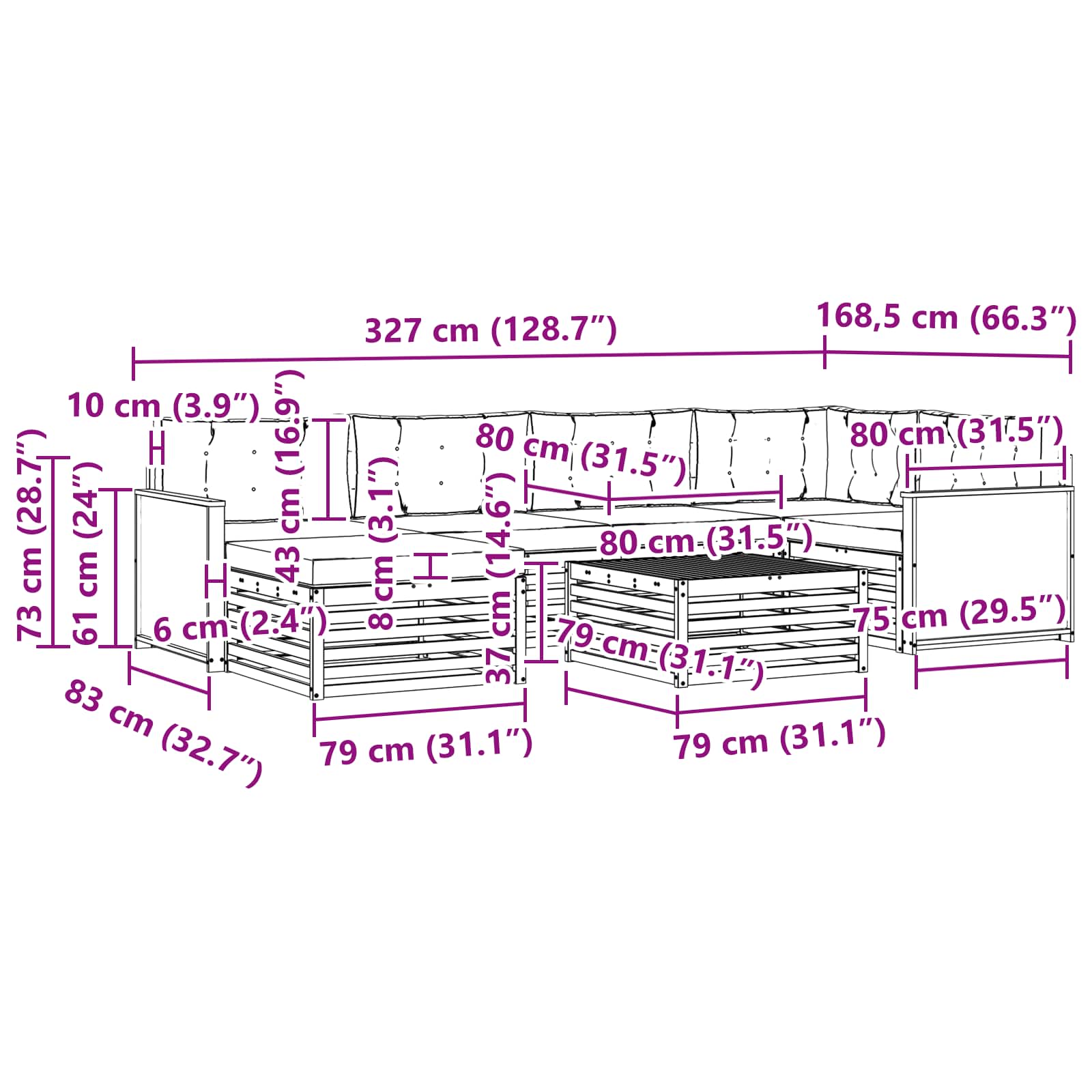 Ensemble de canapés d'extérieur 7 pcs Naturel et Beige - XIOS