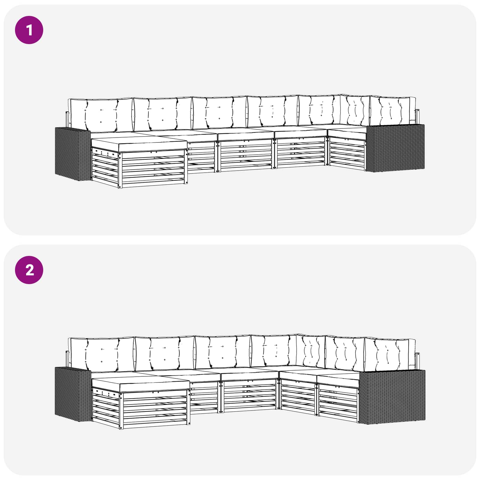 Ensemble de canapés d'extérieur 7 pcs Naturel et gris clair - XIOS