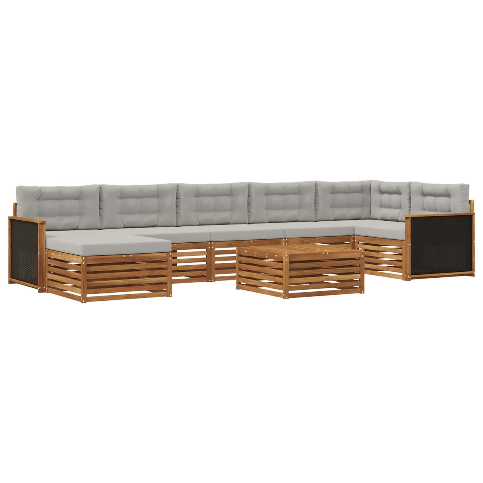 Ensemble de canapés d'extérieur 8 pcs Naturel et gris clair - XIOS