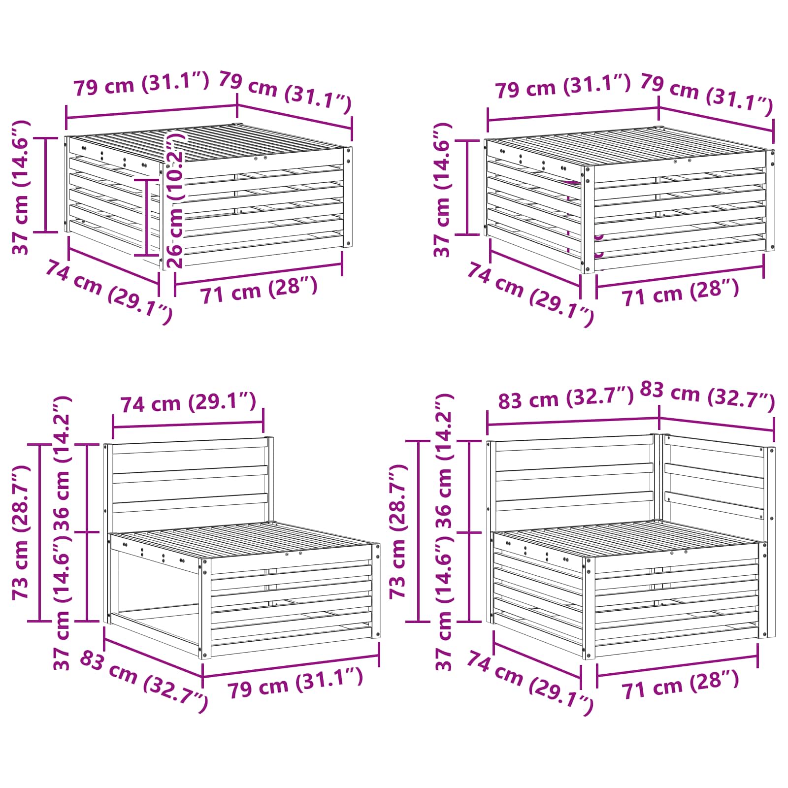 Ensemble de canapés d'extérieur 8 pcs Naturel - XIOS