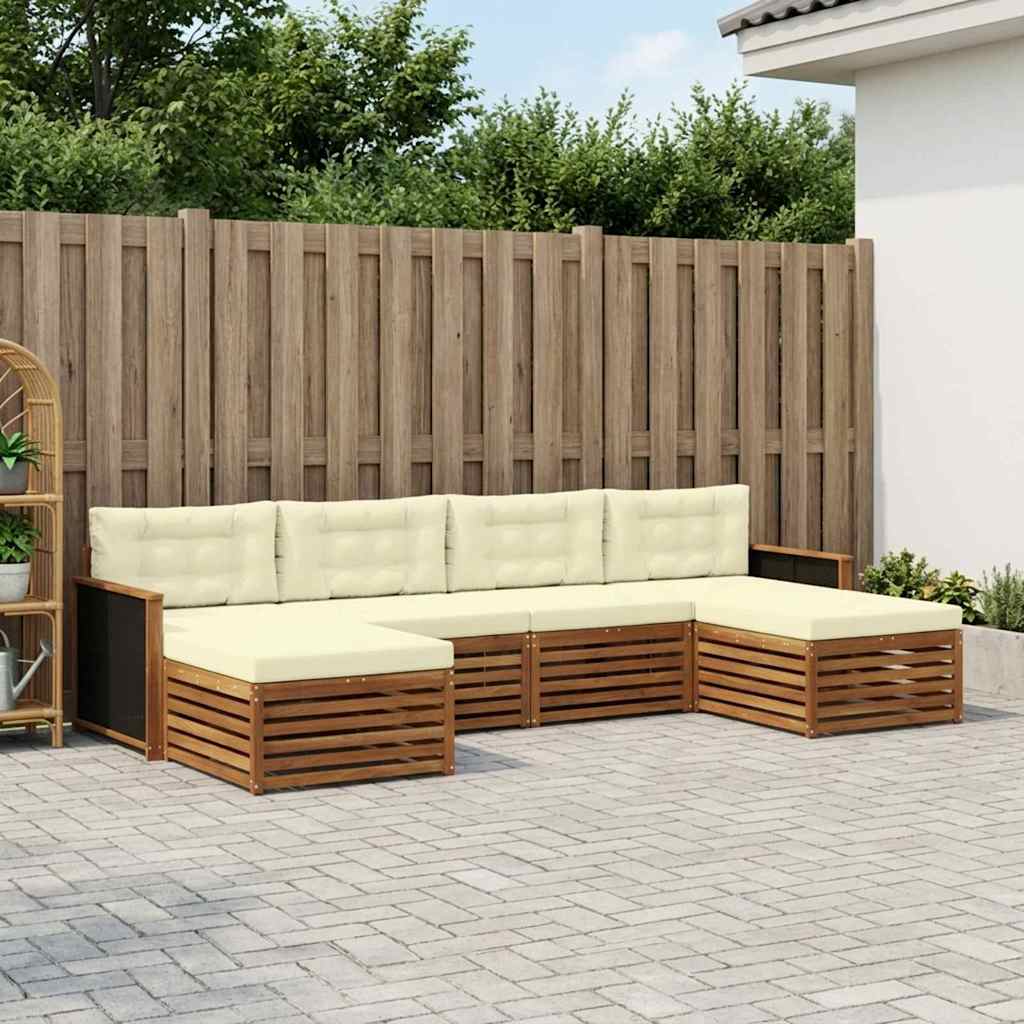 Ensembles de canapés avec coussin 6 pcs Bois d'Acacia Massif - XIOS