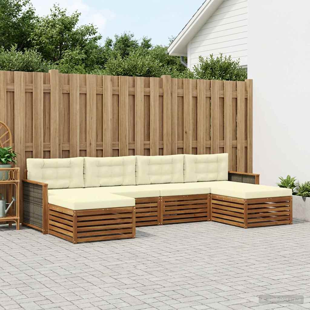 Ensembles de canapés avec coussin 6 pcs Bois d'Acacia Massif - XIOS