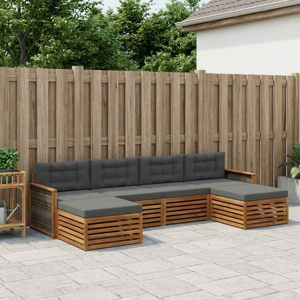 Ensembles de canapés avec coussin 6 pcs Bois d'Acacia Massif - XIOS