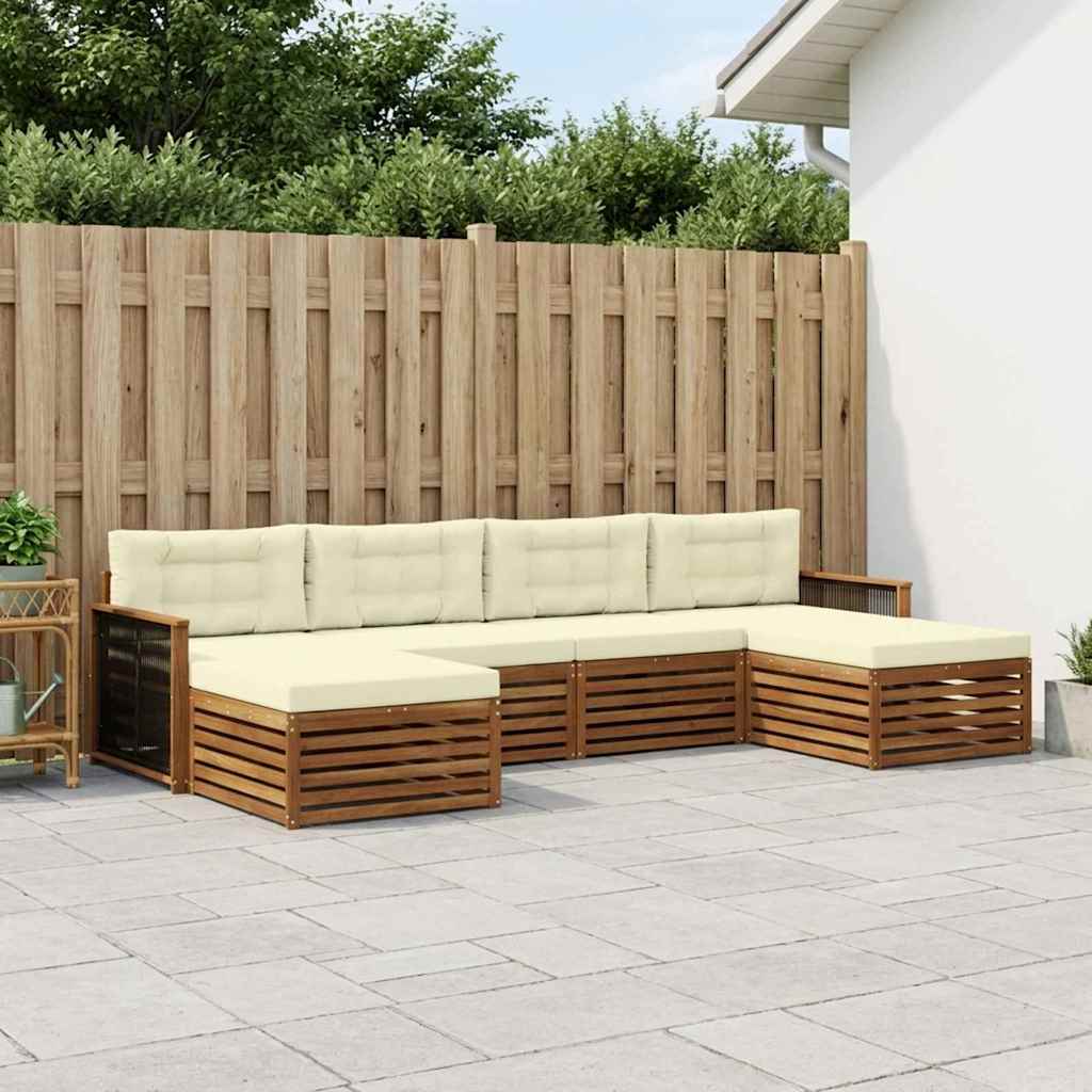 Ensembles de canapés avec coussin 6 pcs Bois d'Acacia Massif - XIOS