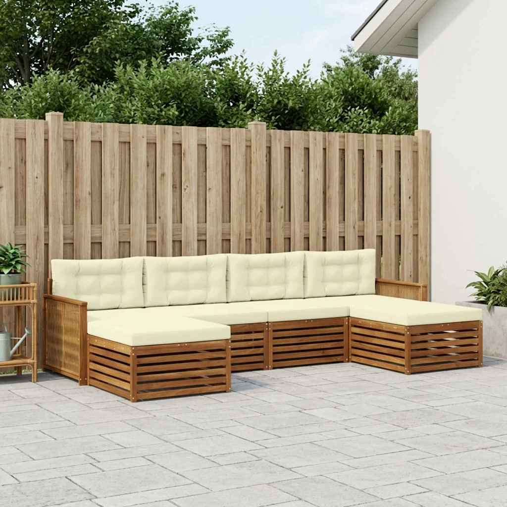 Ensembles de canapés avec coussin 6 pcs Bois d'Acacia Massif - XIOS
