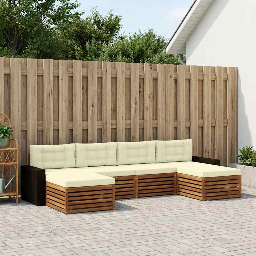 Ensembles de canapés avec coussin 6 pcs Bois d'Acacia Massif - XIOS