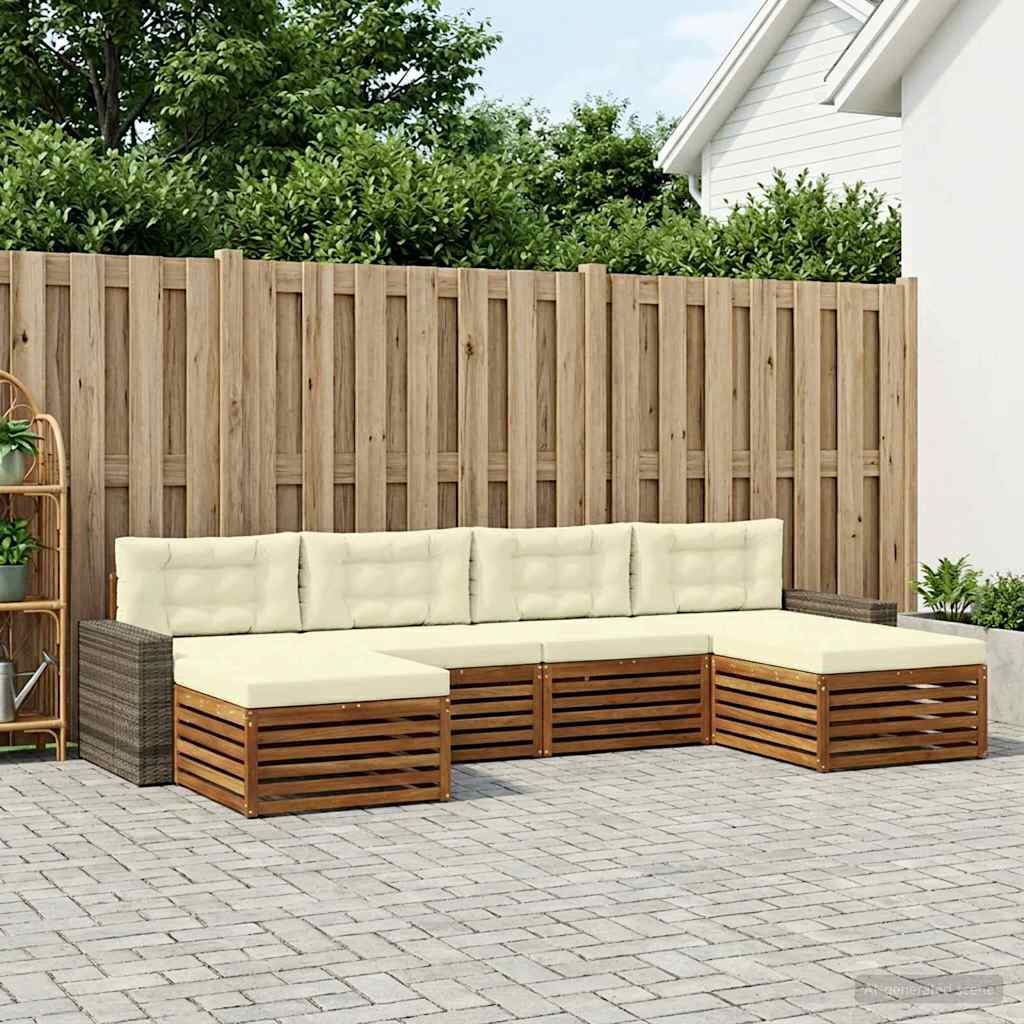 Ensembles de canapés avec coussin 6 pcs Bois d'Acacia Massif - XIOS