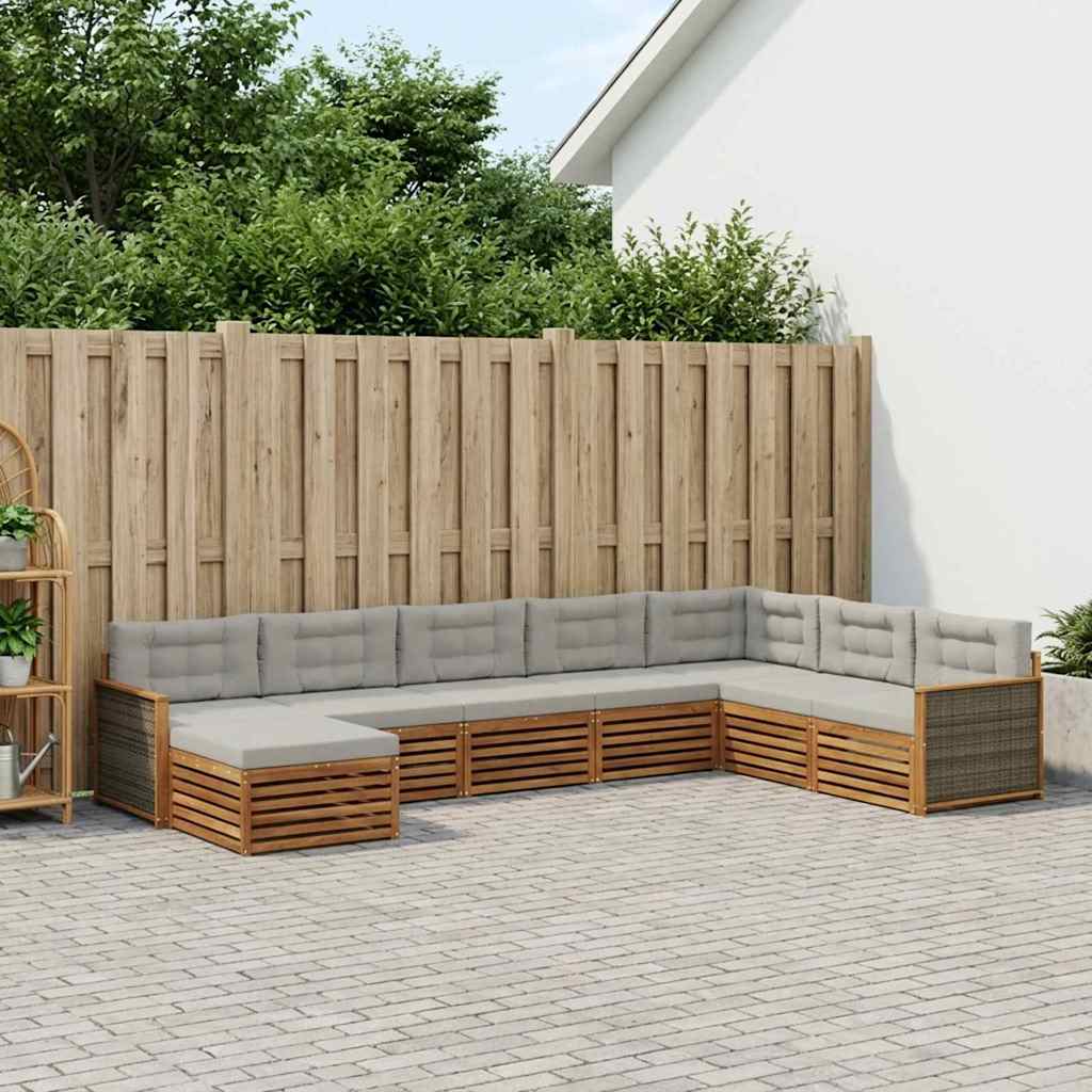 Ensemble de canapés d'extérieur 8 pcs Naturel et gris clair - XIOS