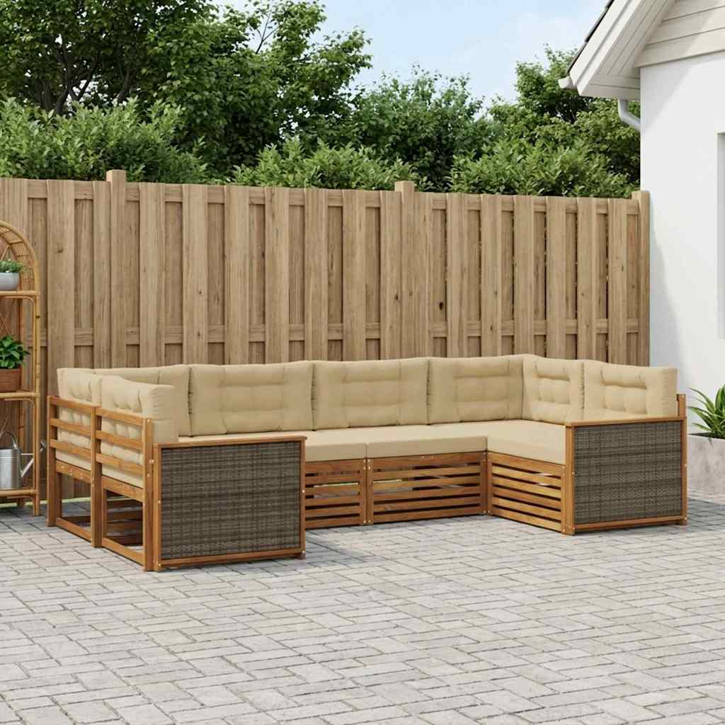 Ensemble de canapés d'extérieur 6 pcs Naturel et Beige - XIOS