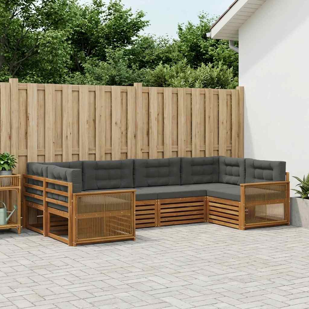 Ensemble de canapés d'extérieur 6 pcs Naturel et Anthracite - XIOS