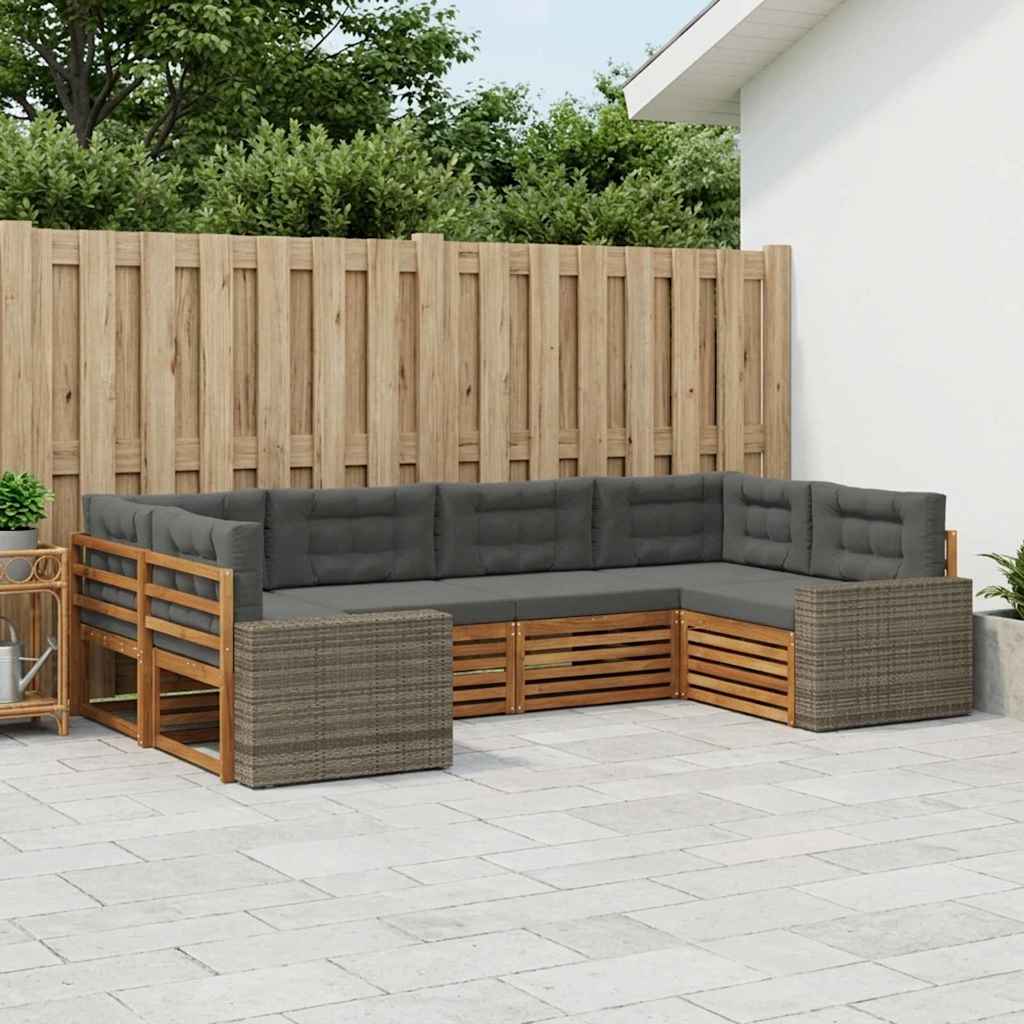 Ensemble de canapés d'extérieur 6 pcs Naturel et Anthracite - XIOS