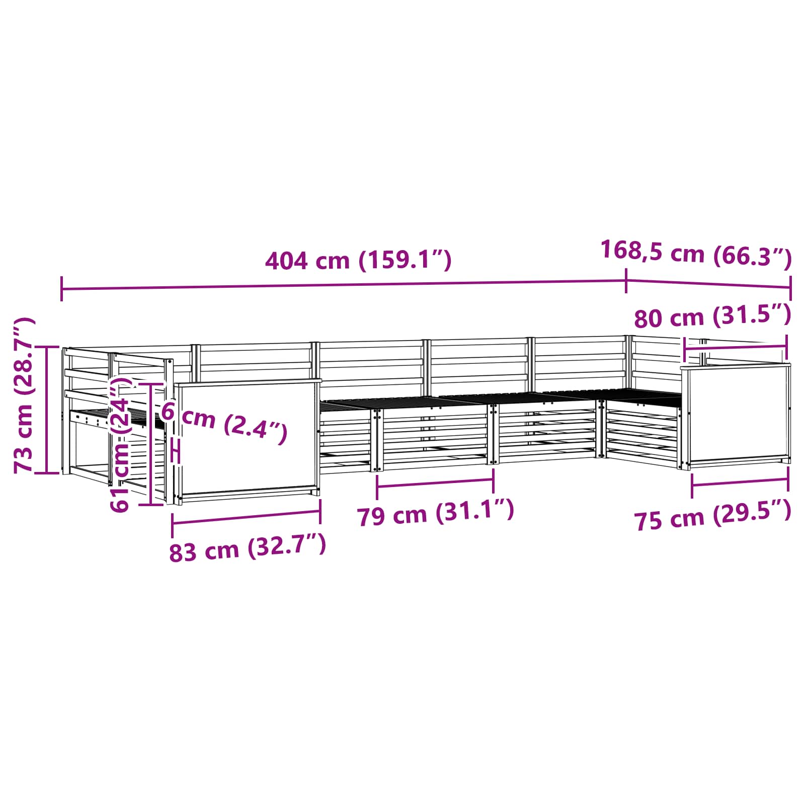 Ensemble de canapés d'extérieur 7 pcs Naturel - XIOS