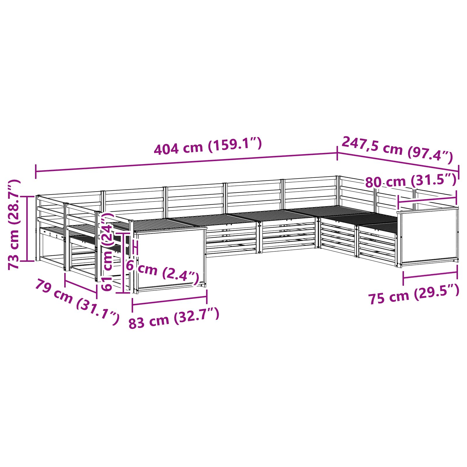 Ensemble de canapés d'extérieur 9 pcs Naturel - XIOS
