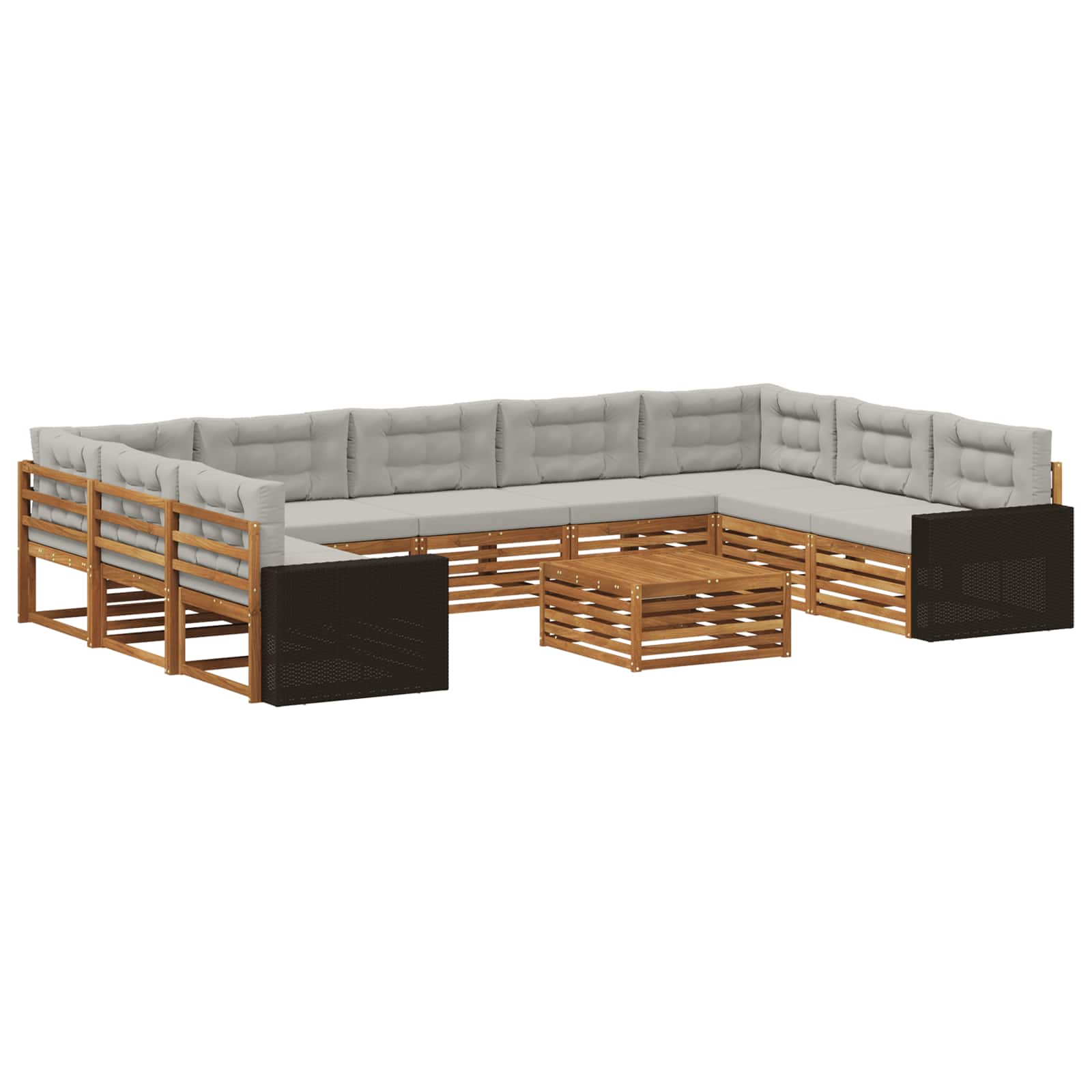 Ensemble de canapés d'extérieur 10 pcs Naturel et gris clair - XIOS
