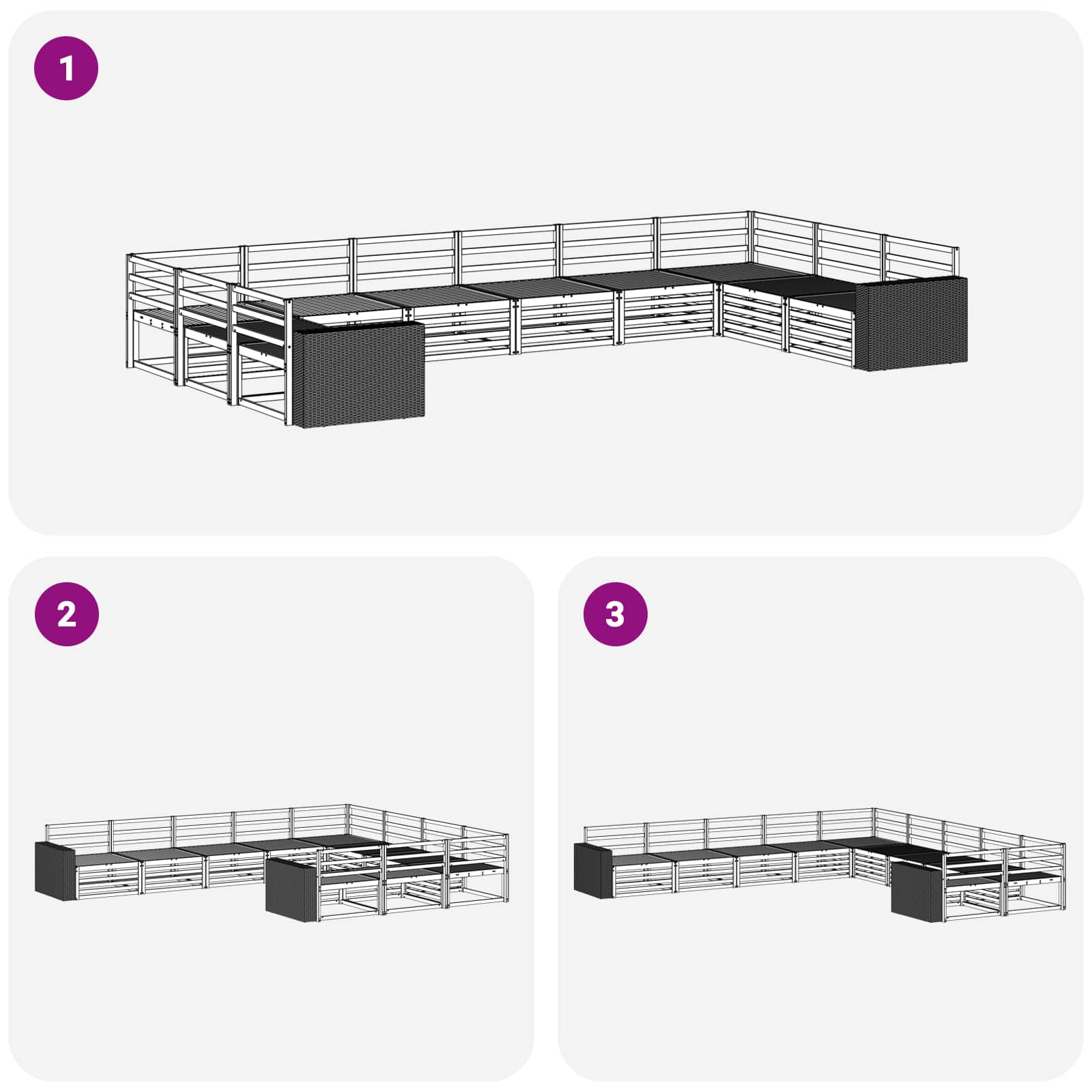 Ensembles de canapés 10 pcs Bois d'Acacia Massif - XIOS
