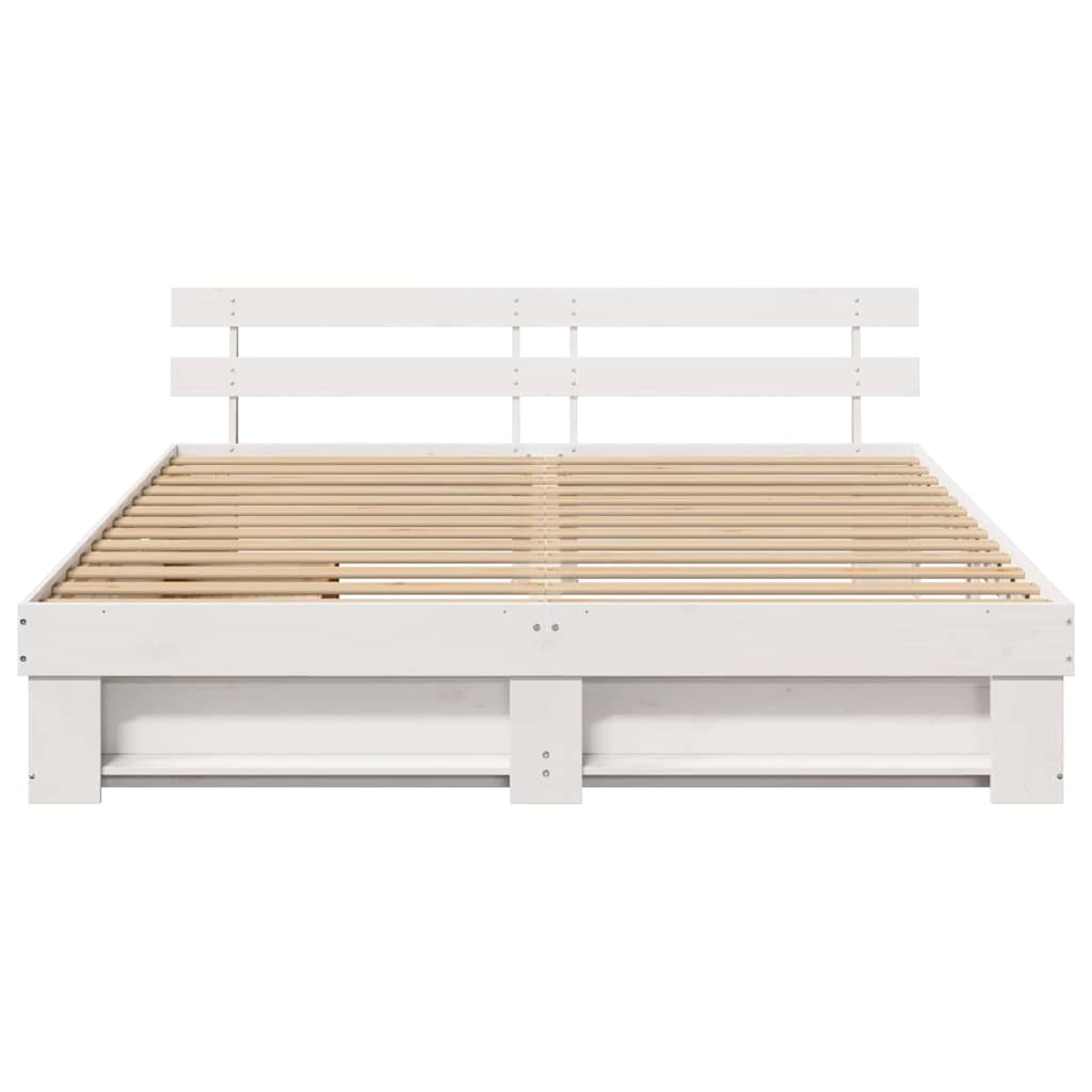 Cadre de lit avec tête de lit Blanc 200 x 200 cm Pin massif - XIOS