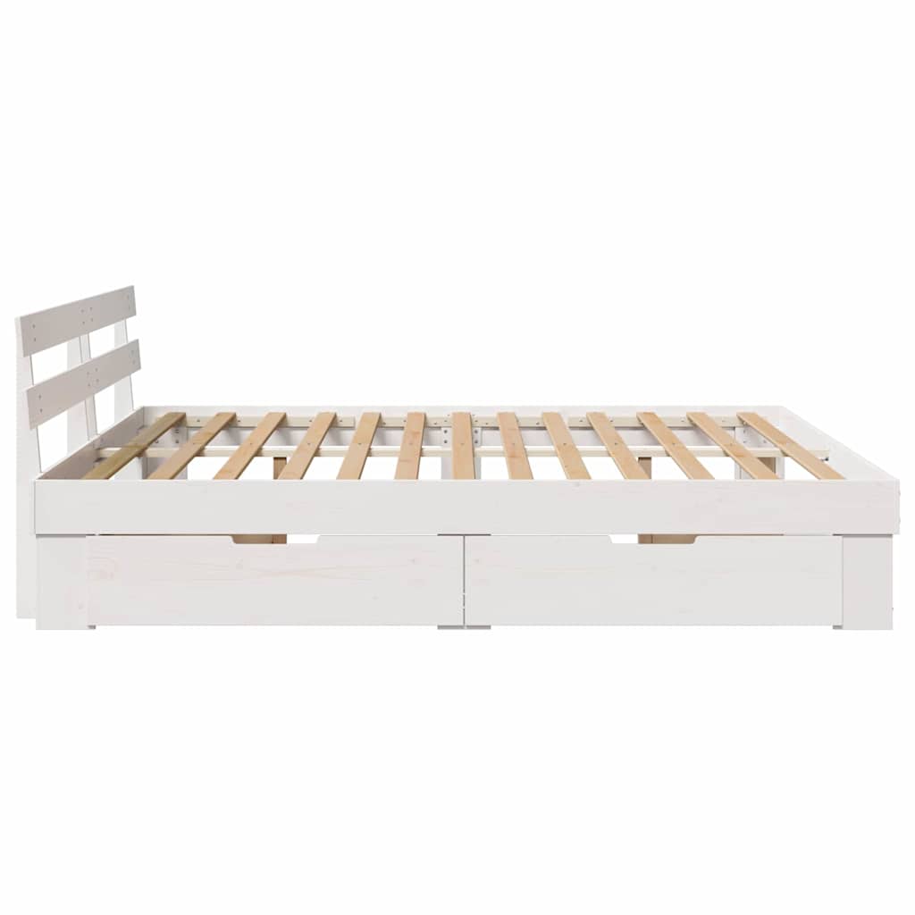 Cadre de lit avec tête de lit Blanc 200 x 200 cm Pin massif - XIOS