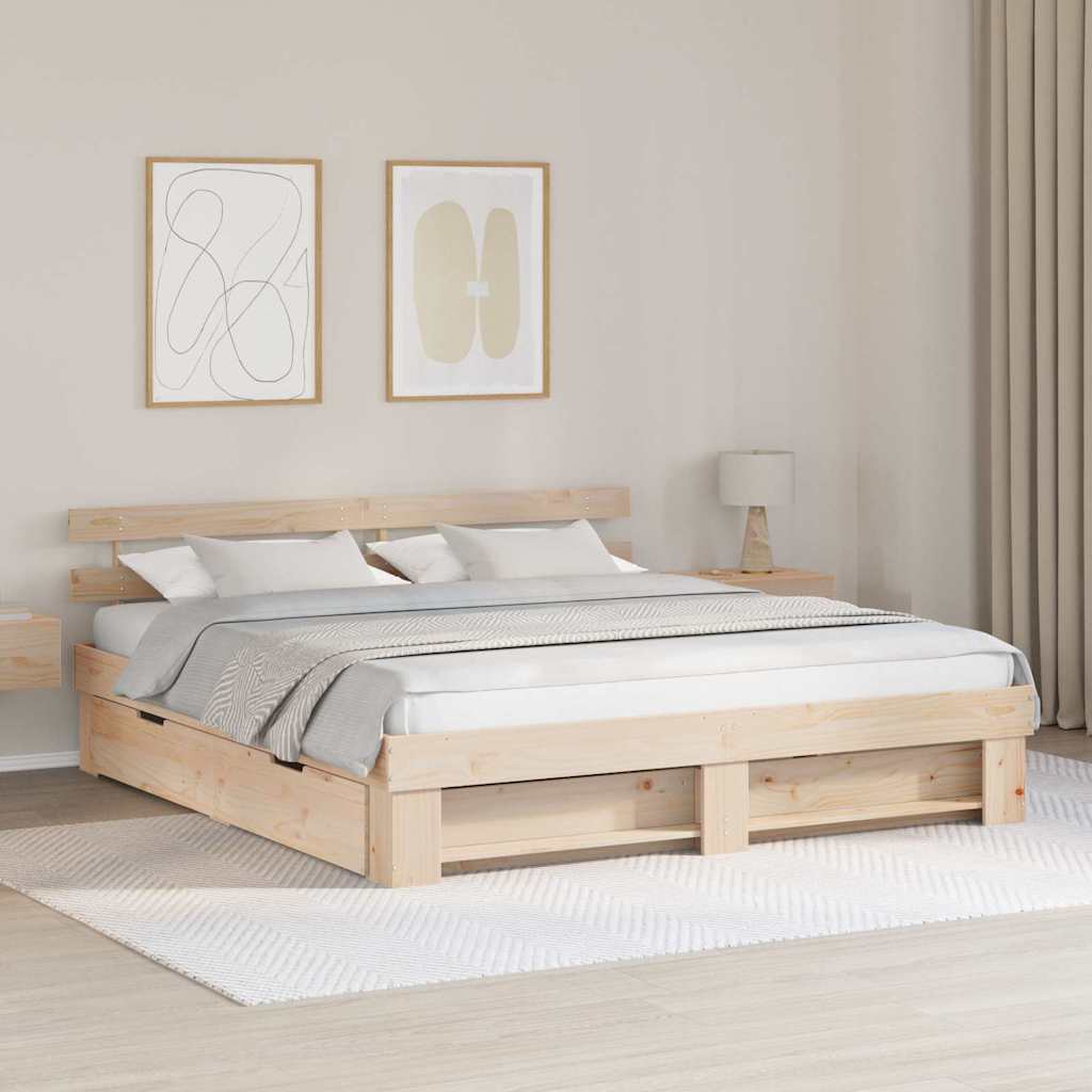 Cadre de lit avec tête de lit Marron 180 x 200 cm Pin massif - XIOS