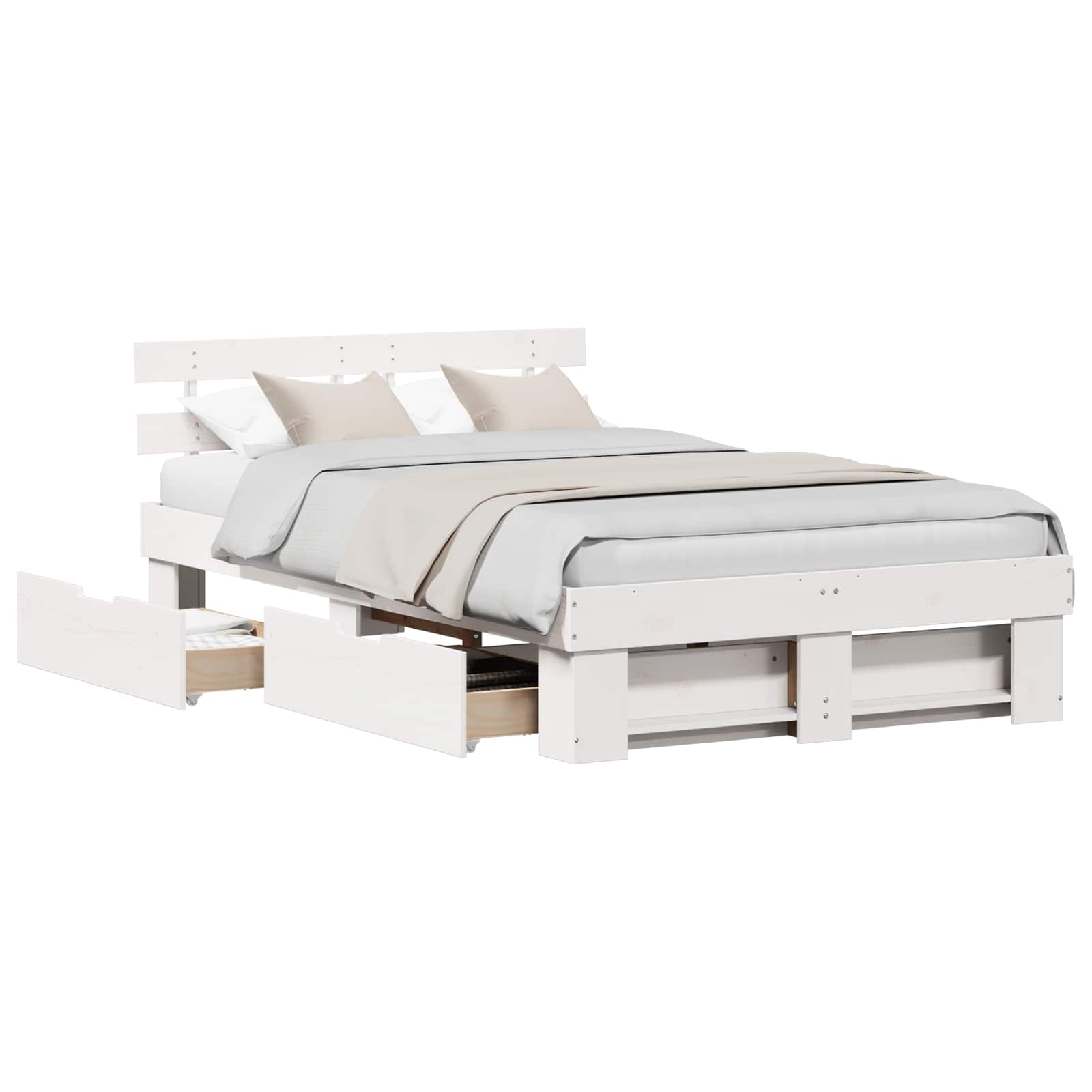 Cadre de lit avec tête de lit Blanc 120 x 190 cm Pin massif - XIOS
