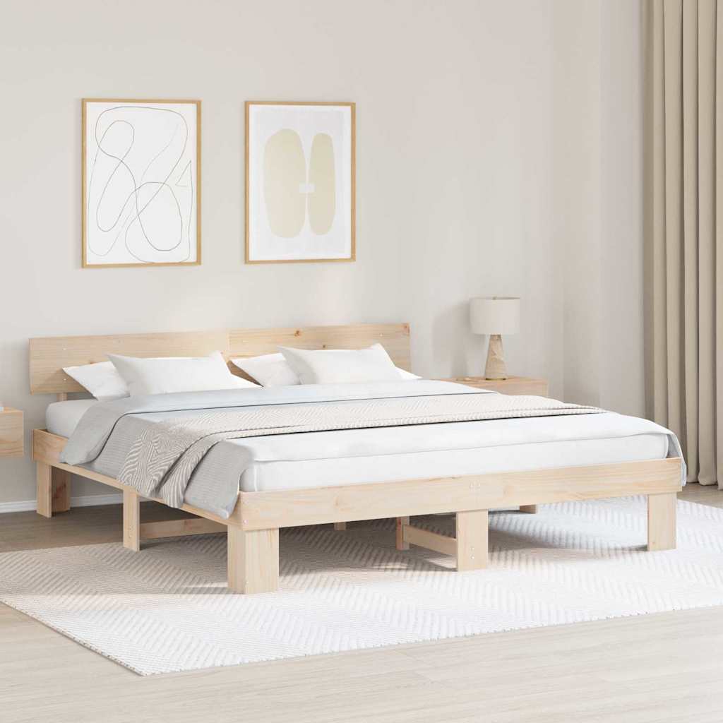 Cadre de lit Marron 200 x 200 cm Bois massif en pin - XIOS