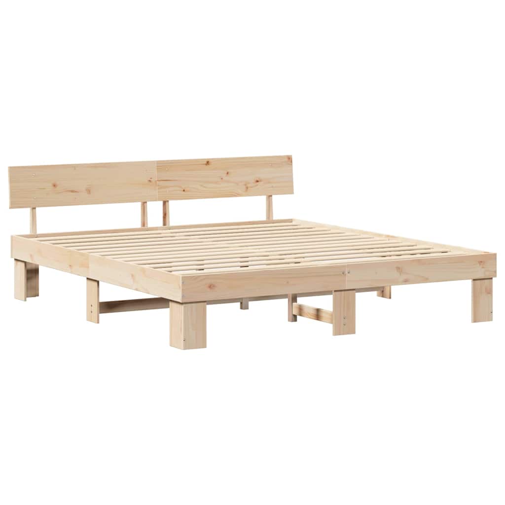 Cadre de lit Marron 200 x 200 cm Bois massif en pin - XIOS