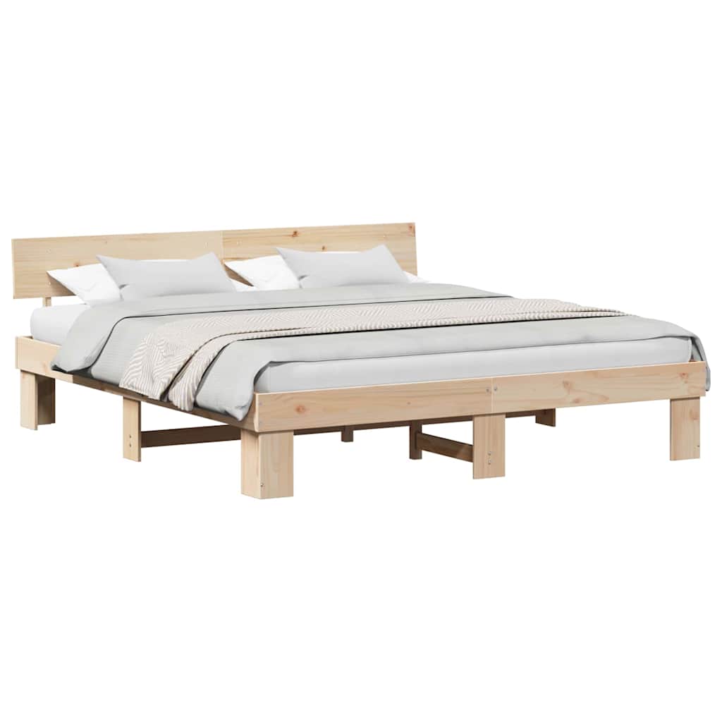 Cadre de lit Marron 200 x 200 cm Bois massif en pin - XIOS