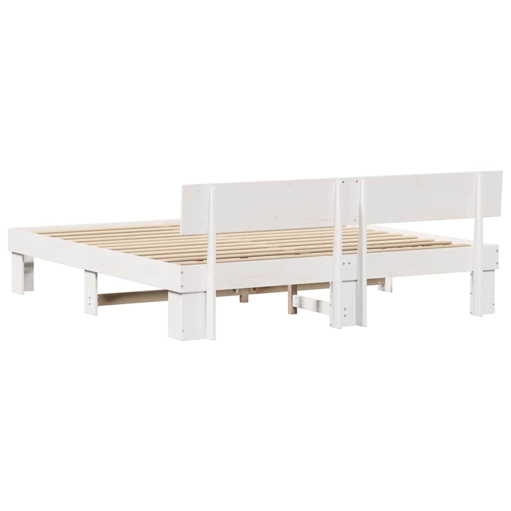 Cadre de lit Blanc 200 x 200 cm Bois massif en pin - XIOS