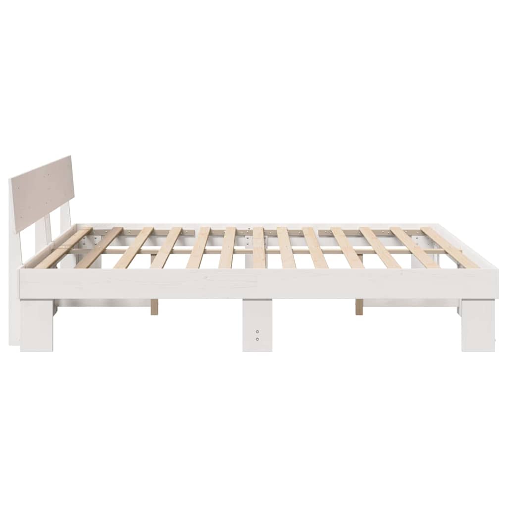 Cadre de lit Blanc 200 x 200 cm Bois massif en pin - XIOS
