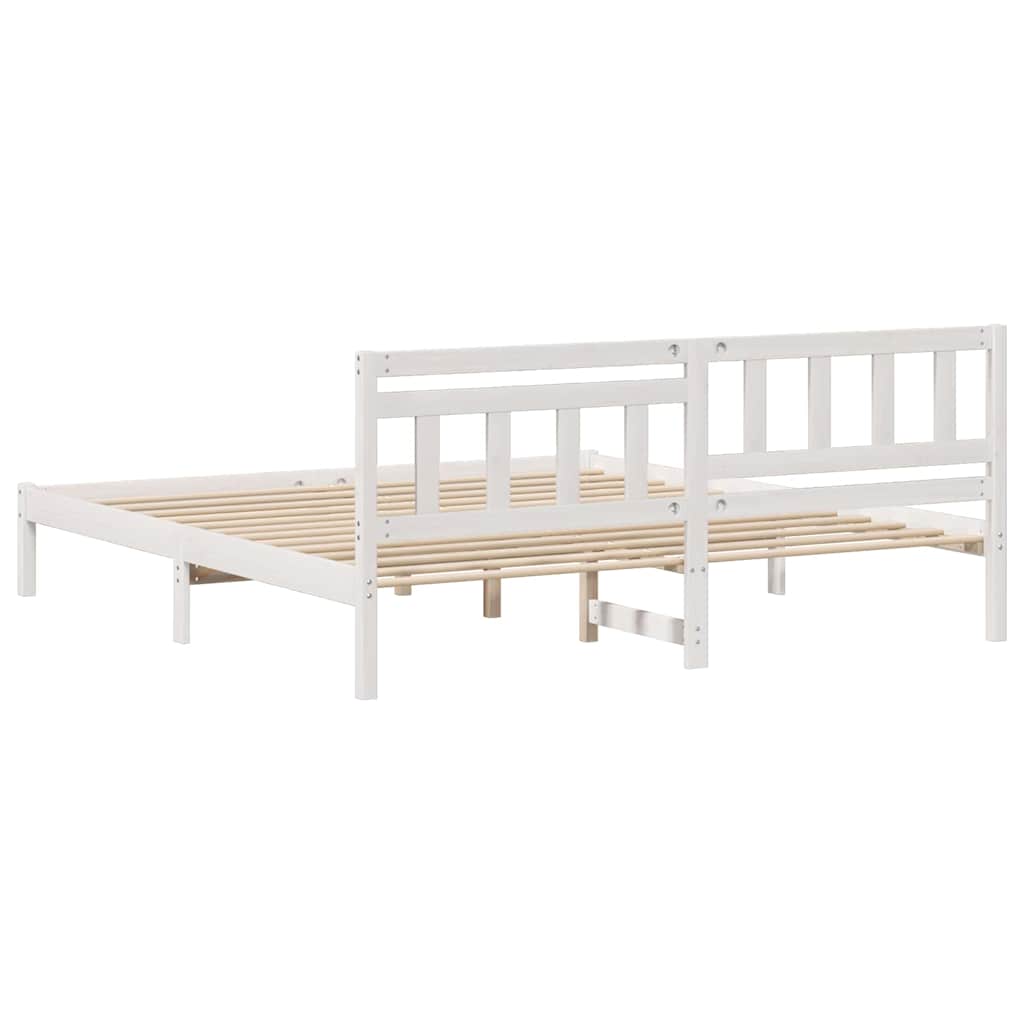 Cadre de lit avec tête de lit Blanc 200 x 200 cm Pin massif - XIOS