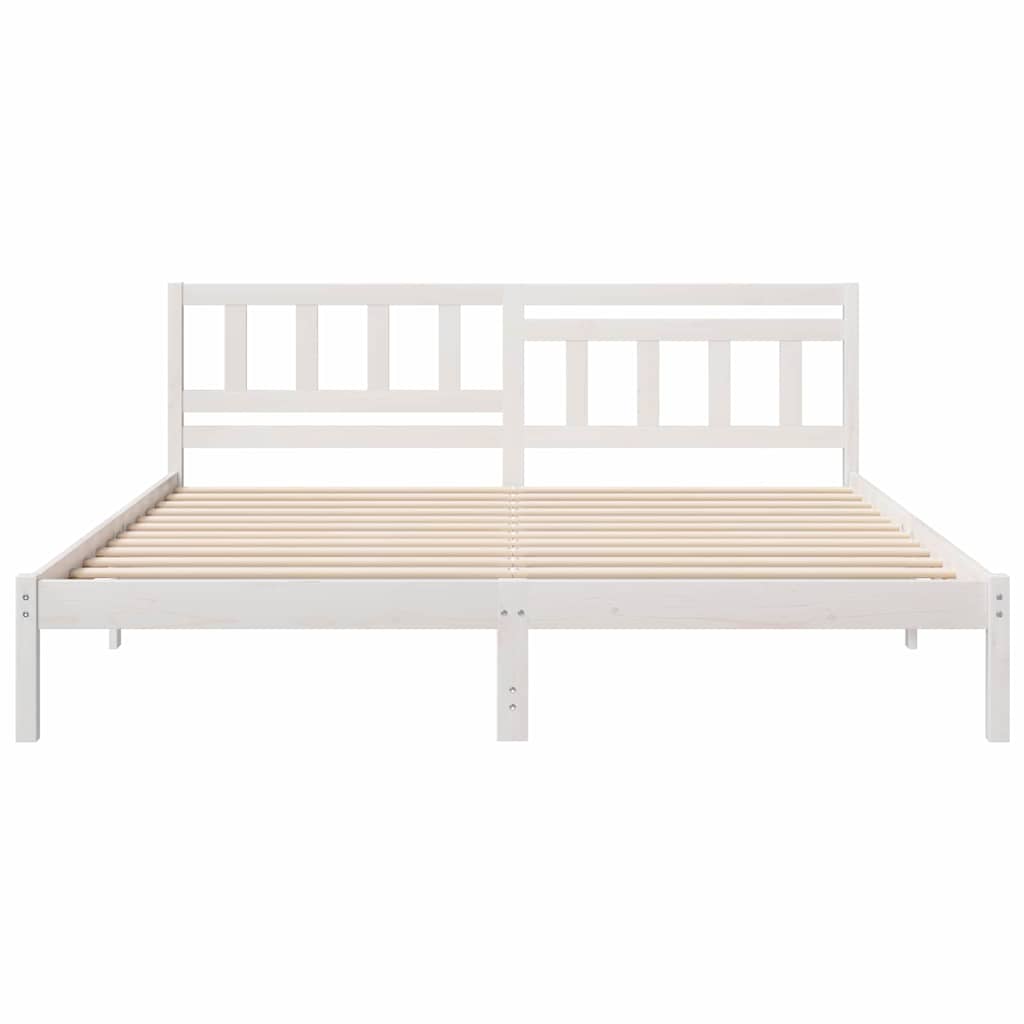 Cadre de lit avec tête de lit Blanc 200 x 200 cm Pin massif - XIOS