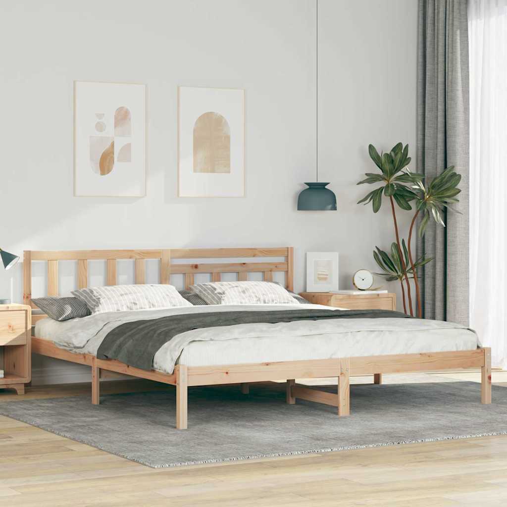 Cadre de lit avec tête de lit Marron 180 x 200 cm Pin massif - XIOS
