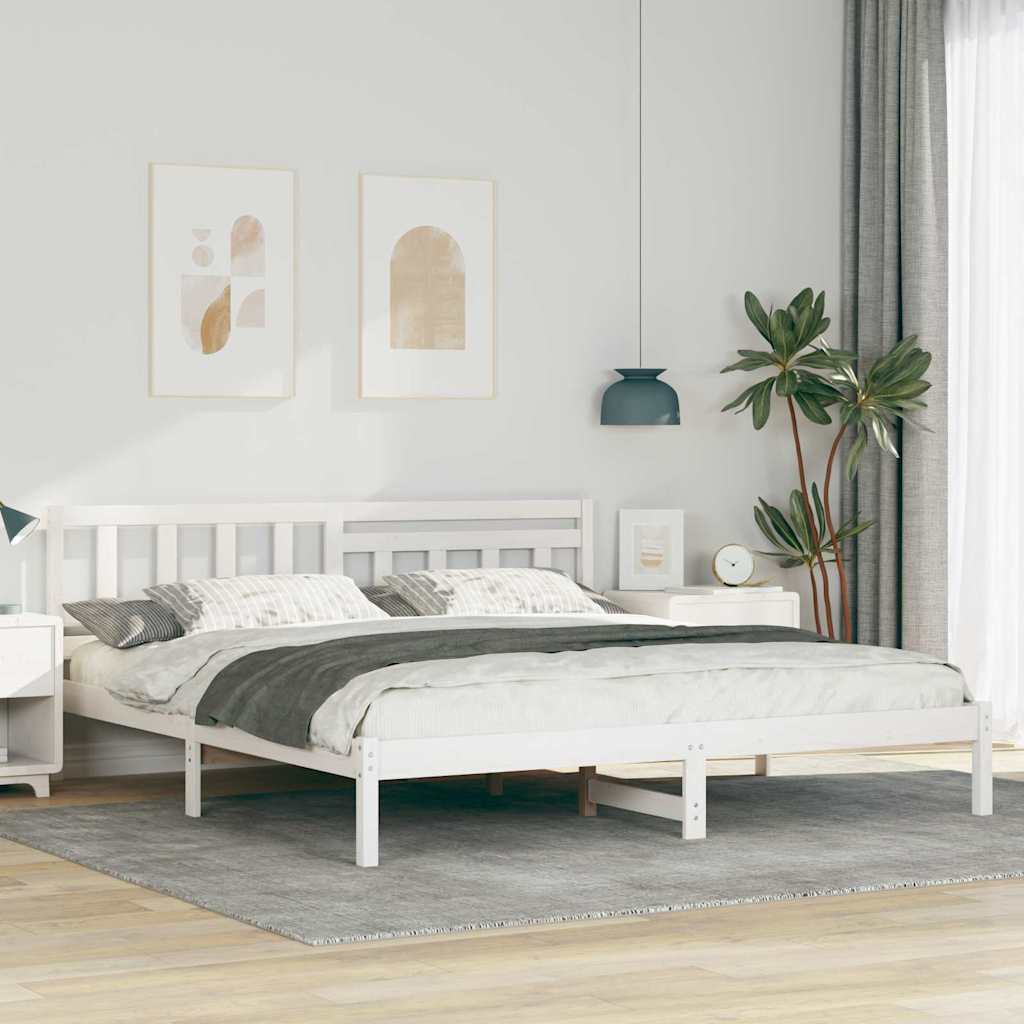 Cadre de lit avec tête de lit Blanc 180 x 200 cm Pin massif - XIOS
